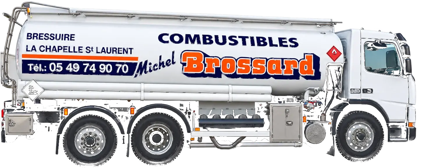 Camion-citerne blanc Michel Brossard