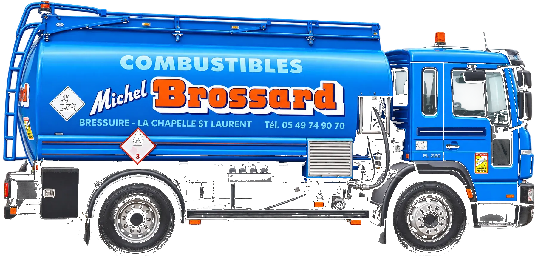 Camion-citerne bleu Michel Brossard